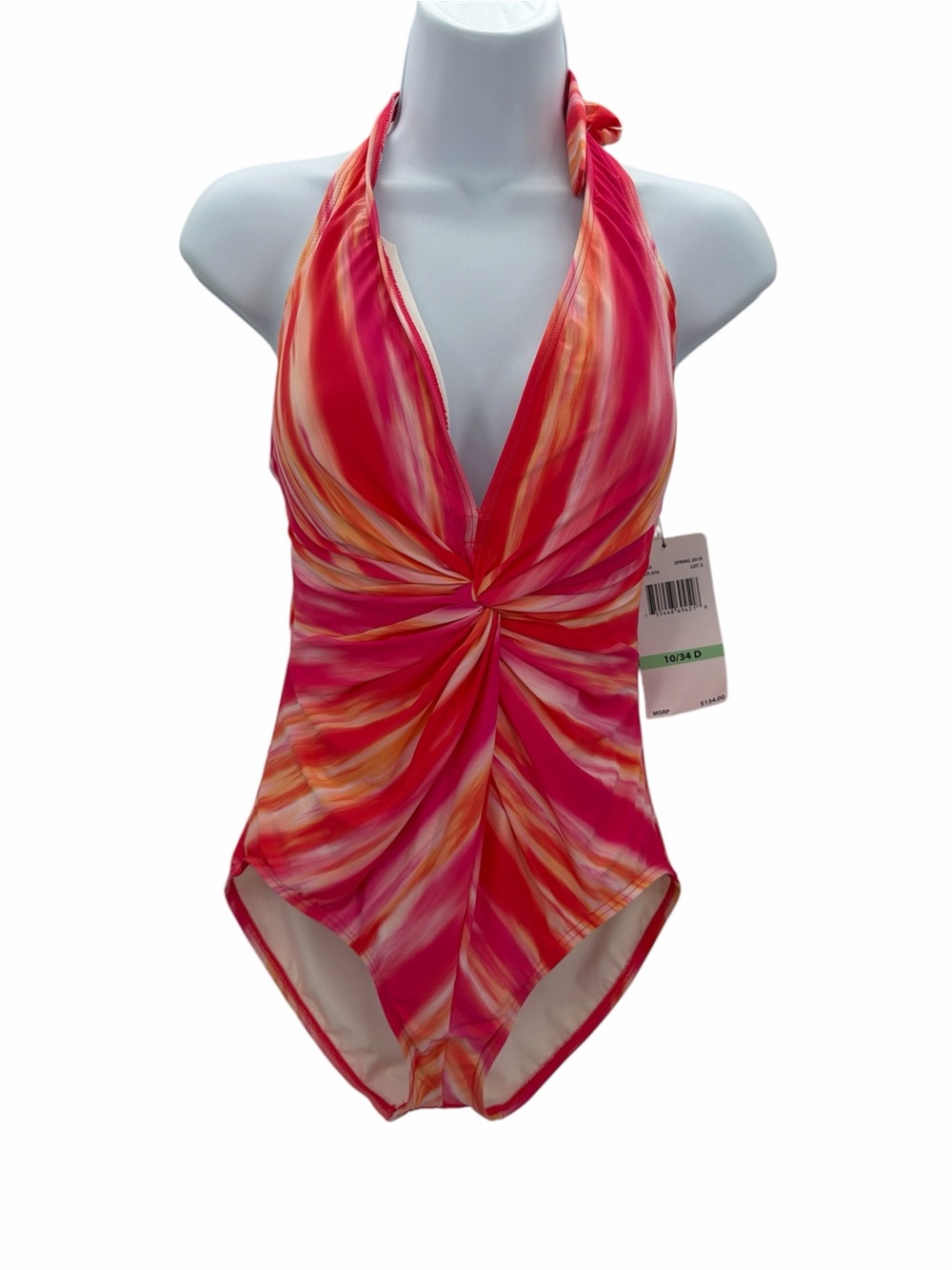 Contour by Coco Reef One Piece Pink Orange Swimsuit Sized Shaping Swimwear 10